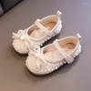 Flat Shoes Pearls Girls Children Glitter Bow-Knot Sweet Princess Wedding Party Kids Flats Performance 2022 G280