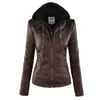 Frauen Leder Faux Jacke Frauen Grundlegende Mantel Weibliche Winter Motorrad Wildleder PU Zipper Hoodies Oberbekleidung 220928