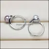 Anillo solitario S925 Sterling Sier Ring Perla de agua dulce para mujer 8-9 Mm Natural con circón Joyería de moda Tamaño ajustable Boda Dhziq
