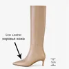 Boots Taoffen Size 3343 Women Highine Leather Knee High Found Toe Thin Thin Slip on Party Club Winter Ladies Foots 220928