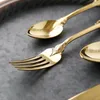 Dinnerware Sets Retro Vintage 304 Stainless Steel Relief Tableware Set Knives Forks Teaspoon Golden Silver Luxury Cutlery 1pcs