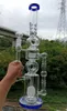 Grandes 18 pulgadas de agua de vidrio azul Bong Hookahs 18mm Aceite femenino Dab Rigs Shisha pipas para fumar