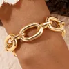 Bedelarmbanden punk goud kleur metaal voor vrouwen uitgehold geometrie legering enkele laag bangle mode sieraden geschenken 17081