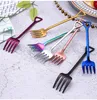 Koffie schade vork roestvrijstalen koffielepel roerende lepels huis creatieve keuken dineren flatware gereedschap gcb15874