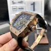 SuperClone RM030Luxury Wristwatch Wine Barrel WatchオートマチックメカニカルローズゴールドケーステープメンズES 8Q0A