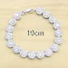 Pendientes del collar Juego de plata 925 Joyería de novia para mujeres Canasta de flores blancas Pulsero anillo de cumpleaños regalo de cumpleaños