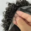 Indian Virgin Human Hair Piece # 1B/10 12 mm Curl V-pętla 8x10 pełna pu toupee dla mężczyzn