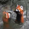 Decorative Objects Figurines Nordic Style Red Panda Handmade Wood Carving Cute Statue Wooden Animal Panda Ornament Home Garden Decor Lovely Gift Friend 220928