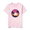 Été mode chemise hommes graphique t-shirt hommes hauts basique Harajuku col rond t-shirts rouges décontracté coucher de soleil ajusté vêtements doux