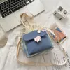 Evening Bags White Blush Bear Cuten Canvas Bucket Bag Women's 2022 Small Fresh Shoulder Versatile Student Lattice Messenger