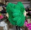 Partihandel 12 Bones Fluffy Party Decoration Red Ostrich Feather Fan Dance Performance Feathers Fan