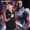 Moletons masculinos moletons moletons cosplay n7 Mass Effect zip up moletom de capuz preto com capuz de moletom feminino embrodery lã grossa quente sweetshirt streetwear 220929