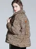 Women's Down Parkas 2022 Newest Luxury Winter Loose Fit Puffer Jacket Women Leopard Print Short Casual Zipper Thicken Warm 90% White Duck Down Coat T220928