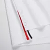 TB Browin thom t-shirt yaz moda markası giyim saf pamuk forması kısa kollu çizgili 4 çubuklu gündelik sweatshirt