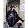 Herrenpullover Hip Hop Streetwear Strickpullover Männer Gothic Brief Fledermaus Skelett Druck Pullover Herbst Harajuku Baumwollpullover Frauen 220929