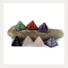 Collares colgantes Piedra natural Reiki Símbolo Piramid Ornamento grabado Japón 4 Rune Piramide Decor Healy Energy Yoga Jewelry