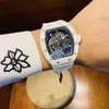 montres montre-bracelet de luxe richa milles designer rm055 montre mécanique automatique pour hommes tout en céramique blanche personnalisée creuxe240L