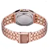 Armbandsur 2022 Luxury Rose Gold Watch for Women Digital Ultra-Thin Steel LED Electronic Wrist Luminous Clock Montre Femme