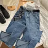 Kvinnor Jeans Spring High midja Slits Flare Design Fashion Solid Boot Cut Denim Trousers Female Skinny Sexy Pants 220928