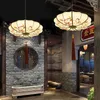 Pendant Lamps Antique Chinese Chandelier Retro Restaurant Teahouse Style Pot Cloth Lantern Hand-painted Lighting