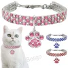 Strass Inlay Elastische Hundehalsbänder Herz Knochenförmige Hunde Halskette Haustier Bling Kristall Diamant Halsband Kleine Katzen Welpen Halskette BH7655 TQQ