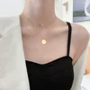 Pendant Layered Initial Necklaces for Women 14k titanium steel double necklace layering Clavicle chain wear it in the bath no need to take off