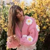 Damesbreien T-stukken Jusahy Elegante aardbeiendecoratie Kerstvest Sweaters voor vrouwen Girls Single Breasted Losse V-Neck Coat Clothing 220929