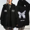 Herrtröjor tröjor y2k streetwear hoodie toppar punk gotisk överdimensionerad skalle vinge ond låga unisex cardigan dragkedja tröja män kvinnor jackor rockar 220929