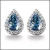 Boucles d'oreilles Stud Stud 925 Design Pear Cut 0.5Ct 4 6Mm Bleu Moissanite Vvs Fine Jewelry Diamond Boucle d'oreille pour Womenstud Drop Delive Bdesybag Dhepo