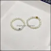 Solitaire Ring sötvatten Pearl Ring 3-4mm oval elasticitet S925 Sterling Sier Jewelry Fashion Designer för kvinnor Bröllopspresent 24 st/L DHXOR