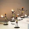 Titulares de velas fortes e nórdicos bastão de metal abstrato escultura decoração de estatuetas artesanais de decoração de decoração de decoração 220929