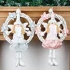 Decorative Flowers Christmas White Angel Wreath Vine Ring Pink Door Hanging Tree Pendant Ornaments