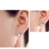 Stud -oorbellen Authentiek 925 Sterling Silver Earring Simple Crown Pearl Vol kristal voor vrouwen Girl Wedding Party Sieraden Gift