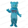 Halloween Blue Bear Maskottchen Kostüm Tier Thema Carnival Kostüm für Männer Frauen Unisex Erwachsene Outfit Fursuit Weihnachtsgeburtstagsfeier Kleid