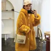 Womens Fur Faux Winter Women Rabbit Coat Loose Long Large size Hooded Over Thick Warm Female Plush s 220929