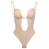 Womens Shaper 섹시한 U 플 런지 백리스 바디 수트 Deep VNeck Seamless Thong Bottom Underwear M6CD 220929 용 패딩 업 바디 셰이프웨어 탑