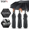 Parapluies Coupe-Vent Style Britannique Parapluie Automatique Pluie Manche En Bois D'affaires Hommes Cadeau Grandes Femmes 3Fold Qualité Homme Parasol 220929