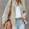 Women s Jacket Denim Jacket Ripped Turn Down Collar Long Sleeve Tops With Pockets Single Breasted Tassels Coat Loose Outwear 220929