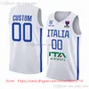 Koszykówka Maglie da basket EuroBasket Stampato Custom Italia 2022 Blue Home White Away 13 Simone Fontecchio Marco Spissu 1 Nicol Mannion 6 Paul