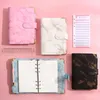 Macaron Marble Color A5 A6 6ring Binder PU Clip-on Notebook Leather Lower Leaf Cover Notebooks Journal Stationery