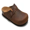 Dupe Designer Tofflor Boston Cork Flat Tofflor Kvinnor Män Sko Mode Läder Sandal Favorit Strandsandaler Träskor Fritidsskor