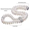 Colliers en perles Collier de perle argenté classique 89 mm réel Naturel Eau Perle 925 Collier de tour de cou en argent sterling pour femmes Gift 220929