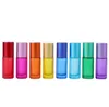 5 ml portatile smerigliato colorato profumo di olio essenziale bottiglie di rullo di vetro spesso viaggio bottiglia di rullo riutilizzabile per le donne SN4912