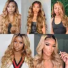 Ombre Honey Blonde Lace Front Wigs Body Wave 13x4 Lace Frontal Human Hair Wigs Indian Remy 4x4 Closure Wig 2 Tone Color 150%