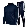 Herrspåriga träningsdräkter Nya träningsdräkt Herrarna Acketspants Piece Set Autumn and Winter Sport Suits Warmth Loose Oneck Sportswear Zipper Joggers G220928