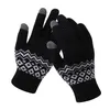 Cycling Handschoenen Wintermannen/vrouwen Warme Jacquard Stretch Gebreide Vrouwelijke print Magic Accessoires Wol Volle Vinger Dikke wanten