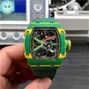 Çok Fonksiyonlu Superclone Watch Designer Lüks Erkek Mekanikleri ES RICHA MILLES TOWLACK Renk Karbon Fiber Net Kırmızı Kadın RM67 Tamamen