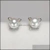 Stud 8 Styles Pearl Earrings S925 Sterling Sier Stud Summer Style 6-7mm For Women Girl Diy Wedding Present Drop Delivery 2021 Jewelry BDE DH9QV