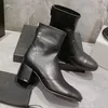 Boots de la cheville de créateurs d'hiver Bottises en cuir femme Fashion Luxury Talon Boot Channel Femme DFGCV