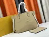 Never MM Tote Full 2 sets Shoulder Bags Cognac Brown M46135 Women Designer Beach Shopping Bag with Zipped Pouch Tourterelle Gray Black Embossed leather